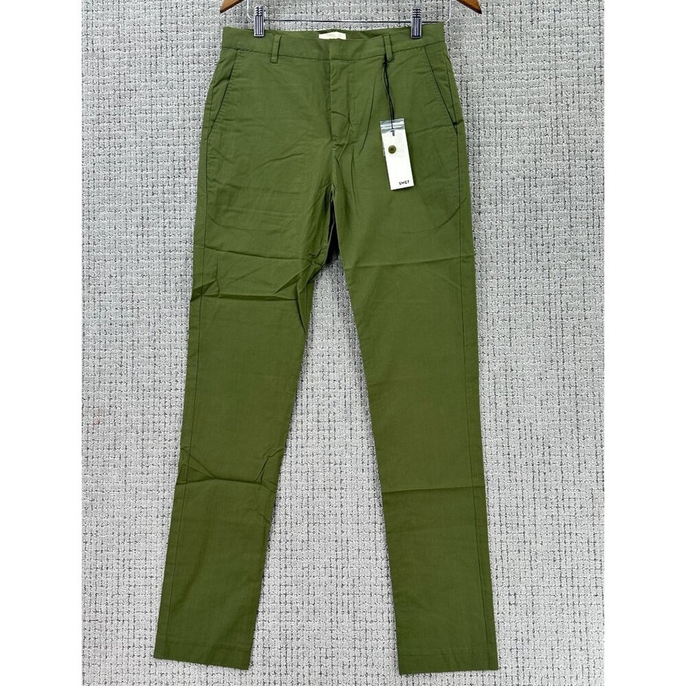 Swet Tailor Chino Pants Mens 30X32 Olive Green Stretch Flap Pockets NWT